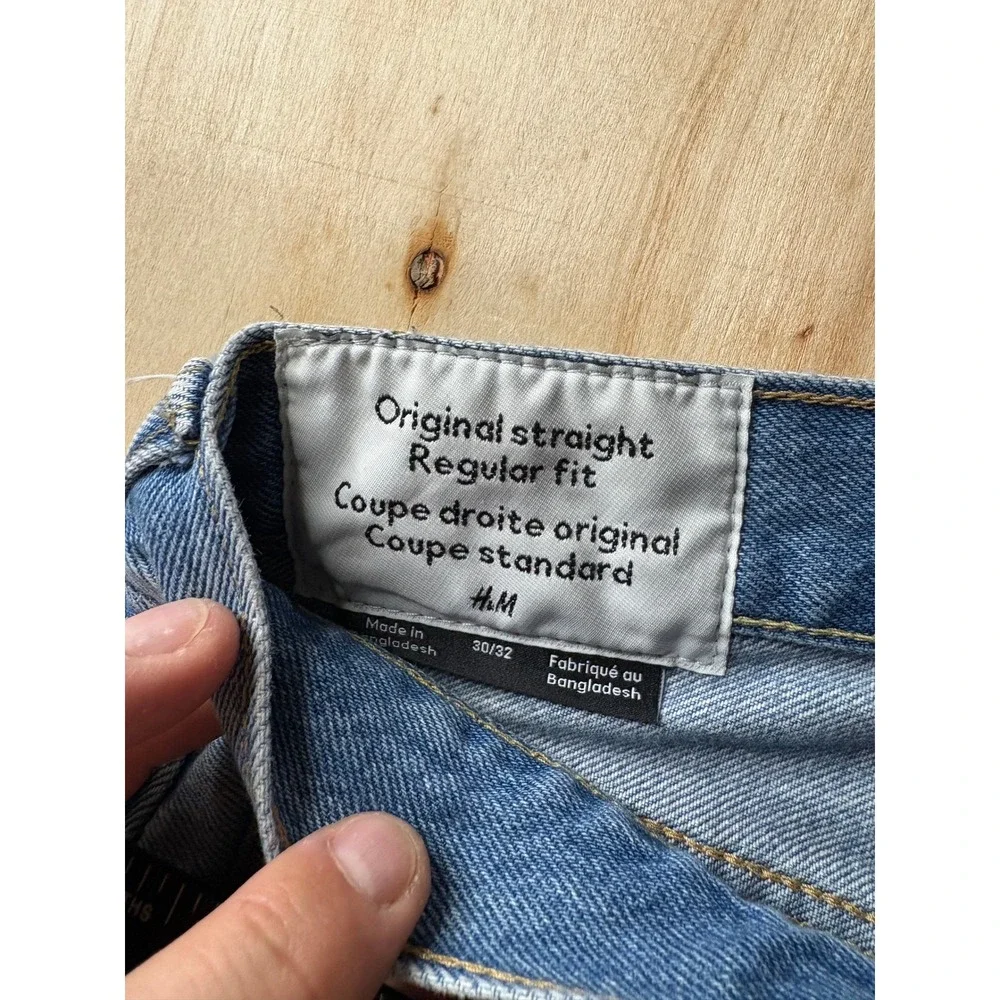 HM Original Straight Regular Fit Blue Denim Jeans 30/32 Light Wash Mens